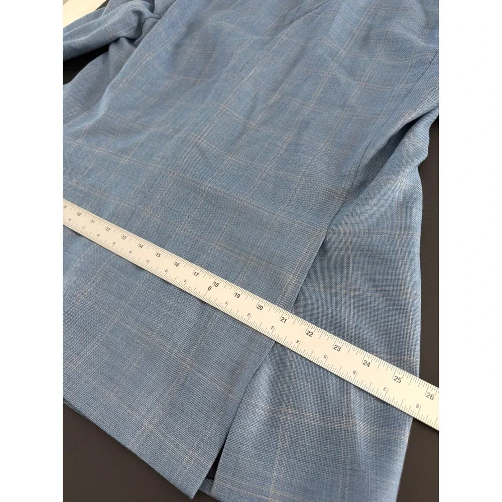 Ermenegildo Zegna Mens Blue Plaid Wool Silk Blazer Sport Coat Made in Italy 46L